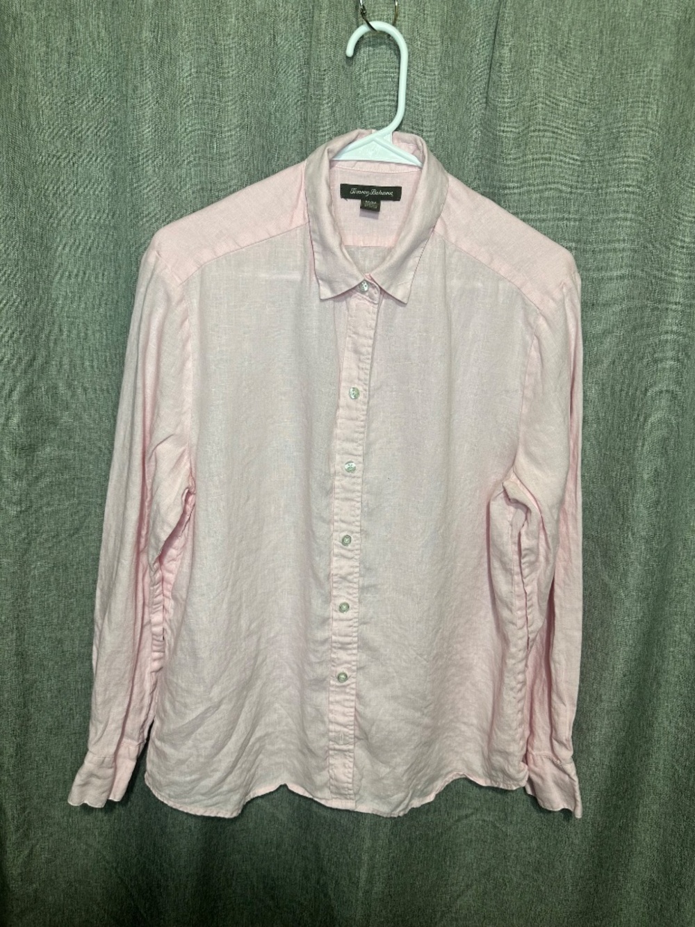 Tommy Bahama Pink 100% Linen Long Sleeve Button Up Shirt Size Medium